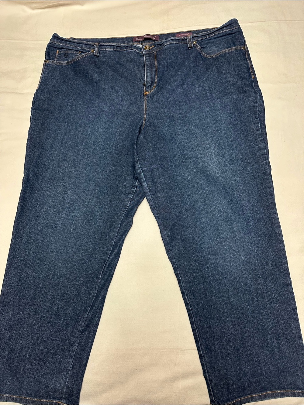 Gloria Vanderbilt Amanda Classis Dark Wash Straight Leg Jeans - Blue, 22W